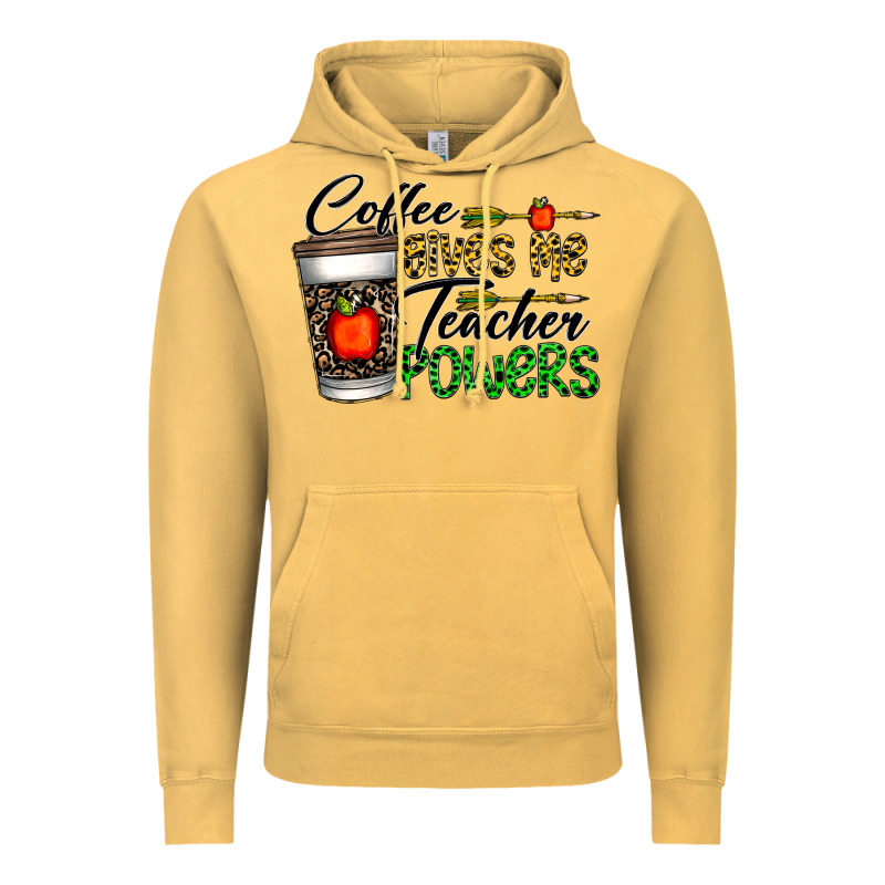 Coffee Gives Me Teacher Powers Vintage Hoodie by CowhideDigitalArt | Teevron