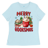 Baby Blue merry booksmas Ladies Tee - MaliasSmallBusiness