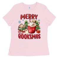 Bubblegum Pink merry booksmas Ladies Tee - MaliasSmallBusiness