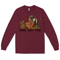 Burgundy Western Peace Love T-Rex Long Sleeve Tee - LillyAllenDesigns