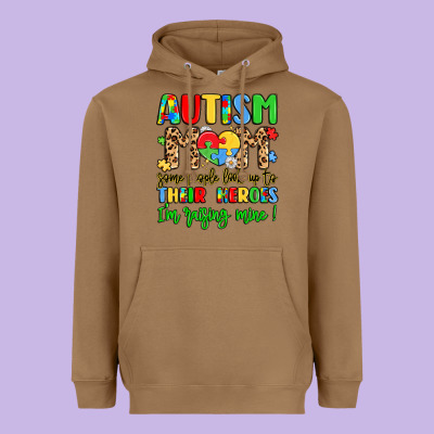 Autism Mom Some People Look Up To Their Heroes Heavyweight Hoodie Designed By Lillyallendesigns