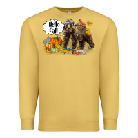 Antique Gold Hello Fall Brown Bear Premium Sweatshirt - LillyAllenDesigns