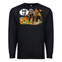 Black Hello Fall Brown Bear Premium Sweatshirt - LillyAllenDesigns