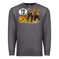 Charcoal Heather Hello Fall Brown Bear Premium Sweatshirt - LillyAllenDesigns