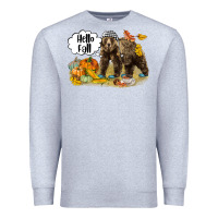 Heather Grey Hello Fall Brown Bear Premium Sweatshirt - LillyAllenDesigns