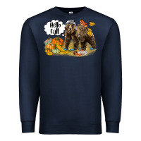 Navy Hello Fall Brown Bear Premium Sweatshirt - LillyAllenDesigns