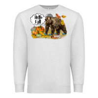 Oatmeal Heather Hello Fall Brown Bear Premium Sweatshirt - LillyAllenDesigns