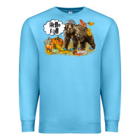 Ocean Blue Hello Fall Brown Bear Premium Sweatshirt - LillyAllenDesigns