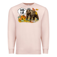 Pale Pink Hello Fall Brown Bear Premium Sweatshirt - LillyAllenDesigns