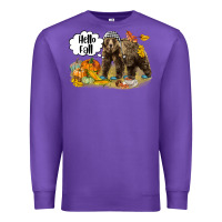 Purple Hello Fall Brown Bear Premium Sweatshirt - LillyAllenDesigns