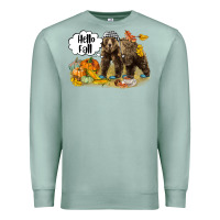 Seafoam Hello Fall Brown Bear Premium Sweatshirt - LillyAllenDesigns