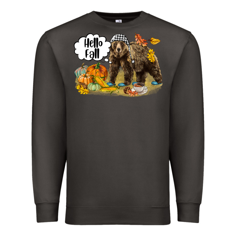 Hello Fall Brown Bear Premium Sweatshirt by LillyAllenDesigns | Teevron