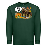 Sports Green Hello Fall Brown Bear Premium Sweatshirt - LillyAllenDesigns