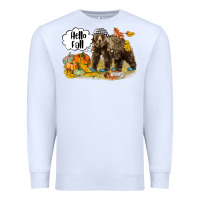 White Hello Fall Brown Bear Premium Sweatshirt - LillyAllenDesigns