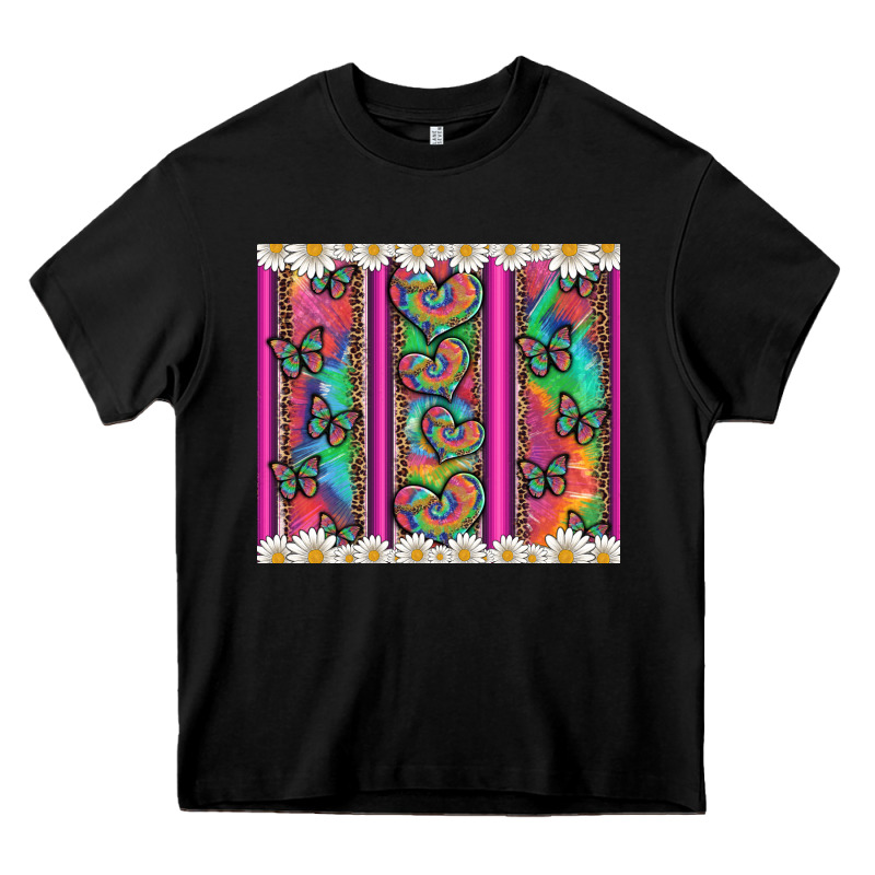 Tie Dye Hearts And Butterfly With Flowers Heavy Core Tee by Artiststas | Teevron