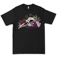 Black Boho floral raven skull Premium Tee - RanaPortraitStore
