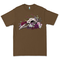 Cacao Boho floral raven skull Premium Tee - RanaPortraitStore