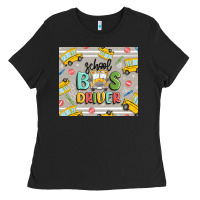 Black school bus driver Ladies Tee - MaliasSmallBusiness