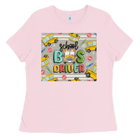 Bubblegum Pink school bus driver Ladies Tee - MaliasSmallBusiness