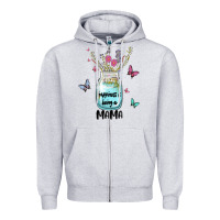 Heather Grey mama preview costom name Zipper Hoodie - MaliasSmallBusiness