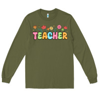 Army Green custom teacher flowers Long Sleeve Tee - JahusDesignShop