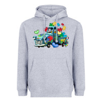 Heather Grey autism truck Heavyweight Hoodie - LillyAllenDesigns