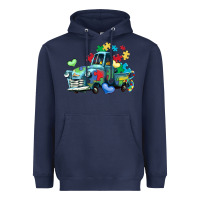 Navy autism truck Heavyweight Hoodie - LillyAllenDesigns