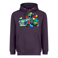 Plum autism truck Heavyweight Hoodie - LillyAllenDesigns
