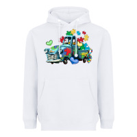 White autism truck Heavyweight Hoodie - LillyAllenDesigns