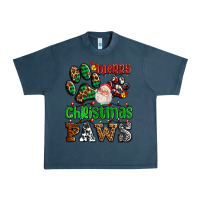 Midnight Navy merry christmas paws with santa Urban Heavy Tee - AdoDesignShop