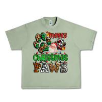 Oil Green merry christmas paws with santa Urban Heavy Tee - AdoDesignShop