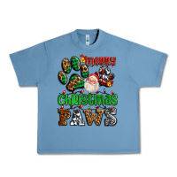 Pebble Blue merry christmas paws with santa Urban Heavy Tee - AdoDesignShop