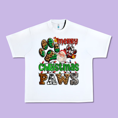 Merry Christmas Paws With Santa Urban Heavy Tee Designed By Adodesignshop