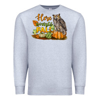 Heather Grey Here Comes Fall Owl Premium Sweatshirt - LillyAllenDesigns