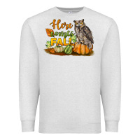 Oatmeal Heather Here Comes Fall Owl Premium Sweatshirt - LillyAllenDesigns