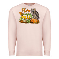 Pale Pink Here Comes Fall Owl Premium Sweatshirt - LillyAllenDesigns