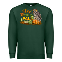 Sports Green Here Comes Fall Owl Premium Sweatshirt - LillyAllenDesigns