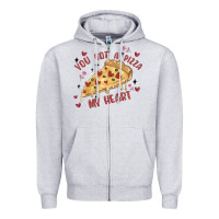 Heather Grey you got a pizza my heart Zipper Hoodie - MaliasSmallBusiness