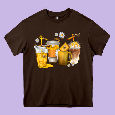 Coffee Cups Bumble Bee Heavy Core Tee Designed By Texasbilliewilder