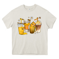 Cream coffee cups bumble bee Heavy Core Tee - texasbilliewilder