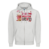 Dove Grey v is for valentine venti coffee cup Zipper Hoodie - MaliasSmallBusiness