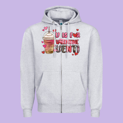 V Is For Valentine Venti Coffee Cup Zipper Hoodie Designed By Maliassmallbusiness