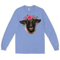 Colony Blue suffolk ewe sheep with floral headdress Long Sleeve Tee - BarkalooDesign