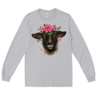 Moon Dust suffolk ewe sheep with floral headdress Long Sleeve Tee - BarkalooDesign