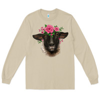 Mushroom suffolk ewe sheep with floral headdress Long Sleeve Tee - BarkalooDesign
