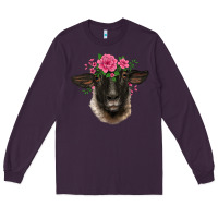 Plum suffolk ewe sheep with floral headdress Long Sleeve Tee - BarkalooDesign