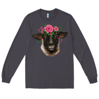 Smoke suffolk ewe sheep with floral headdress Long Sleeve Tee - BarkalooDesign