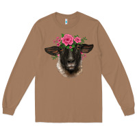 Toasted Coconut suffolk ewe sheep with floral headdress Long Sleeve Tee - BarkalooDesign
