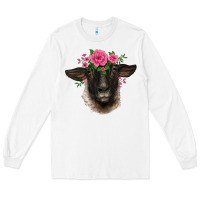 White suffolk ewe sheep with floral headdress Long Sleeve Tee - BarkalooDesign