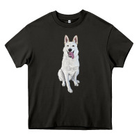 Asphalt Hand Drawing White Shepherd Heavy Core Tee - RanaPortraitStore